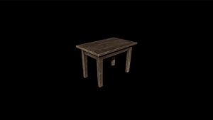 TV Wooden Table Free Game-Ready Prop model