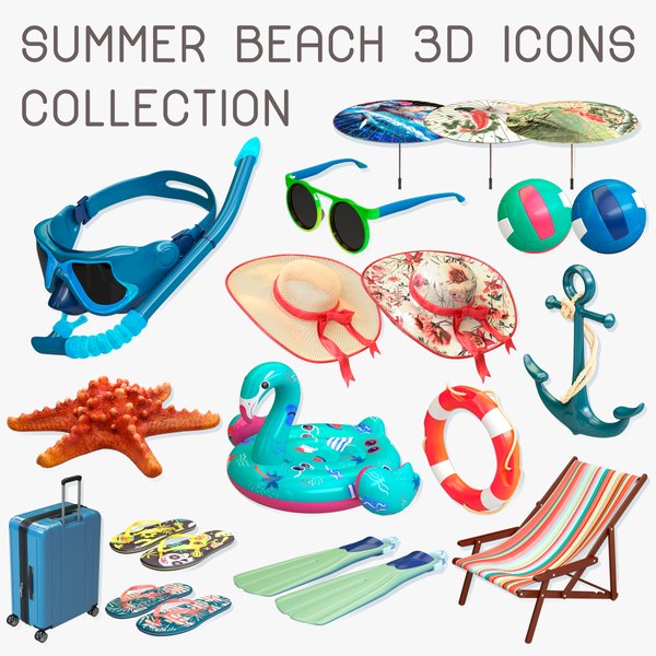 Icons Summer Collection 3D Model 3D model