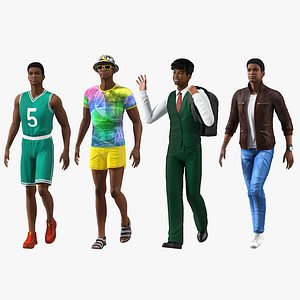 3D model Light Skin Teenage Boys  Rigged Collection for Modo
