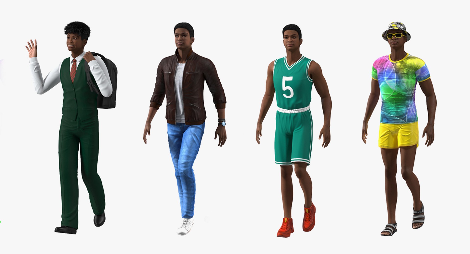 Light Skin Teenage Boys  Rigged Collection for Modo