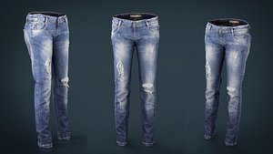 3D ripped jeans