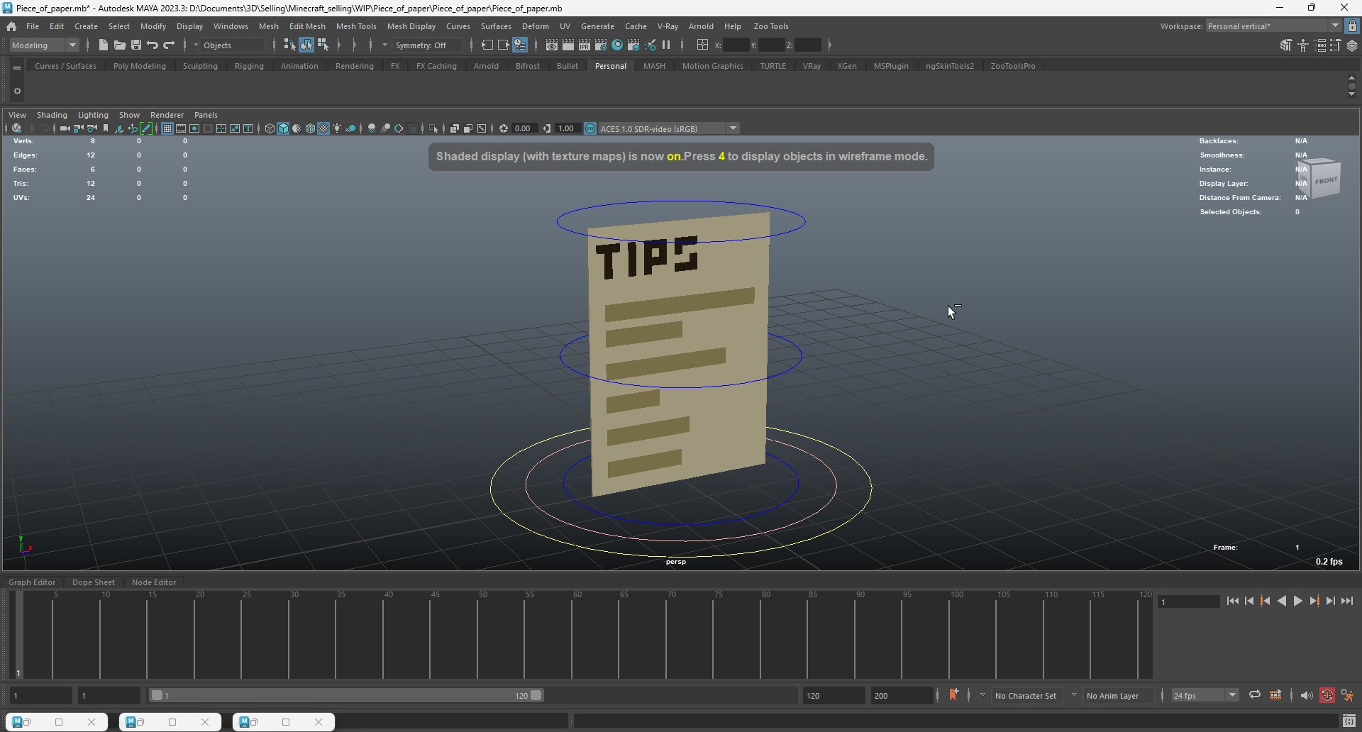 3D Minecraft Piece Of Paper Rig Model - TurboSquid 2479052