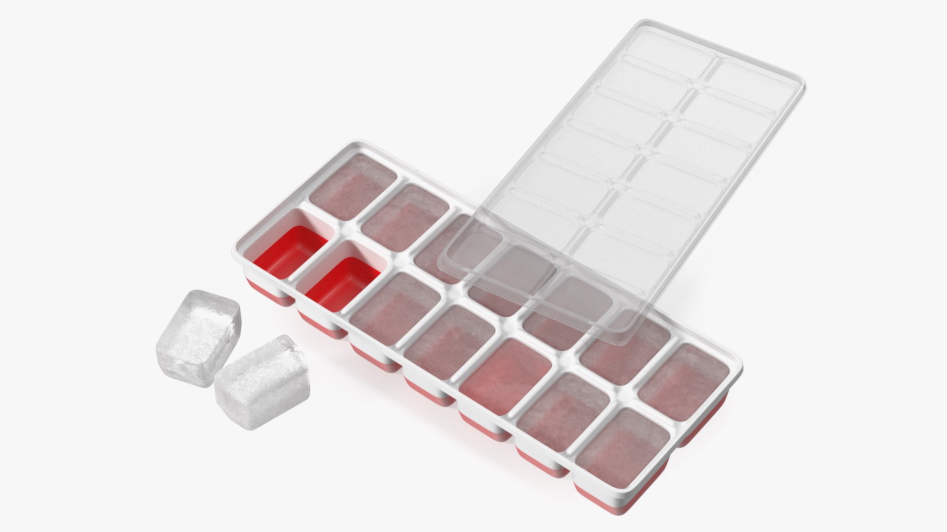 Full Ice Tray with Cover Red 3D model preview