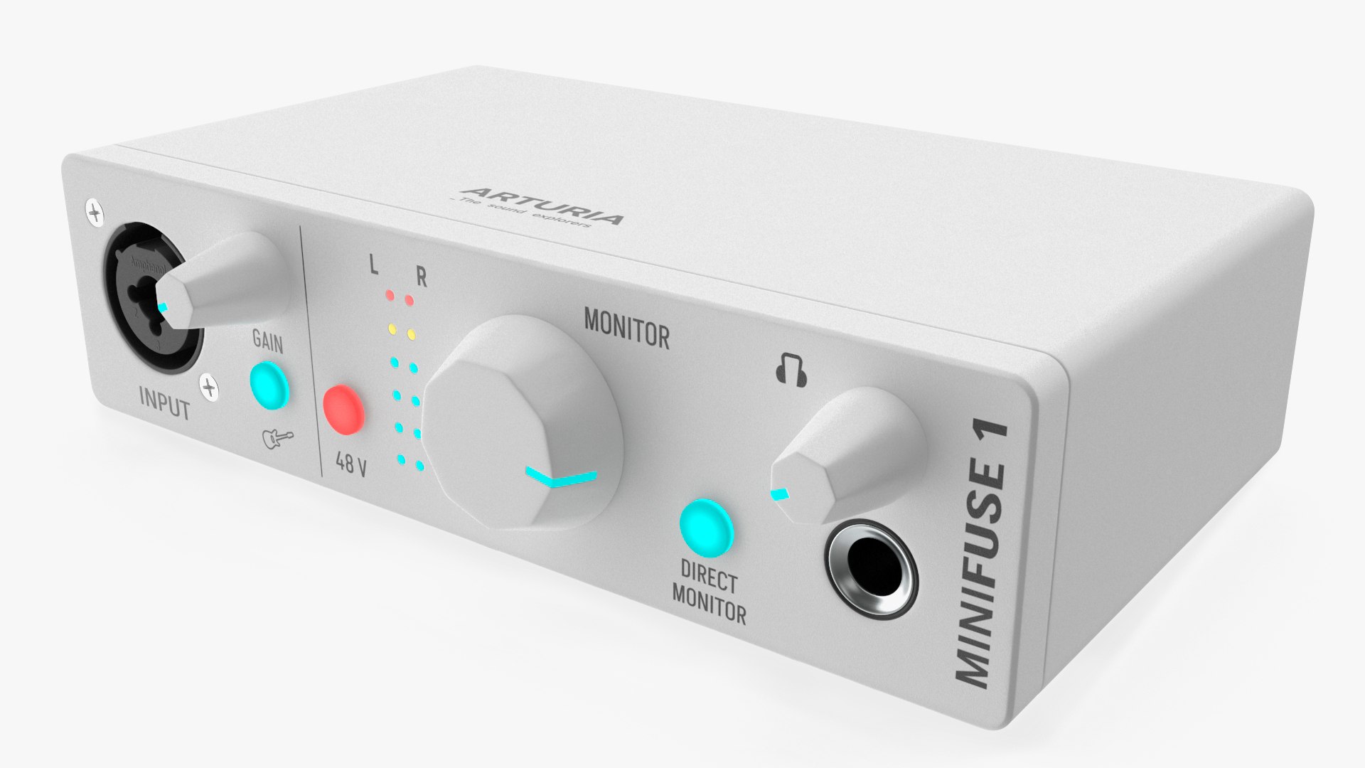 Compact Audio USB Interface Arturia MiniFuse 1 White 3D model preview
