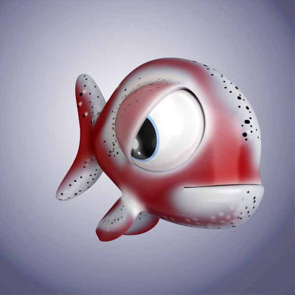 sad fish cartoon 3d model