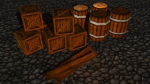 3d hand painted box wood barrel
