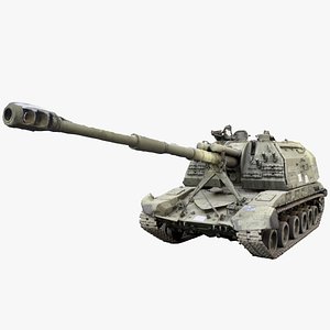 3D Destroyed 2S19 Msta 152 mm self-propelled howitzer M1990 Farm model