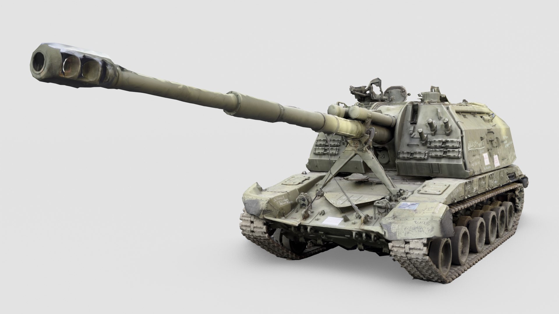 3D Destroyed 2S19 Msta 152 Mm Self-propelled Howitzer M1990 Farm Model ...
