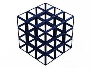 3D Wireframe Shape Rubik Cube model