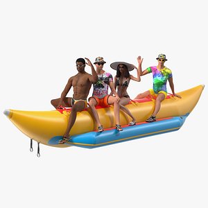 Banana Boat With People Rigged for Maya 3D