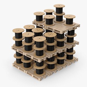 Cable Reel Drums On Wooden Pallet