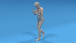 kid walking mobile phone 3D