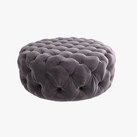 Custom made round ottoman in violet textile