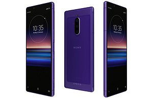 3D Sony Xperia 1 Purple Low Poly model