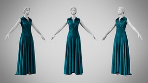 Dress 55 Teal Velvet