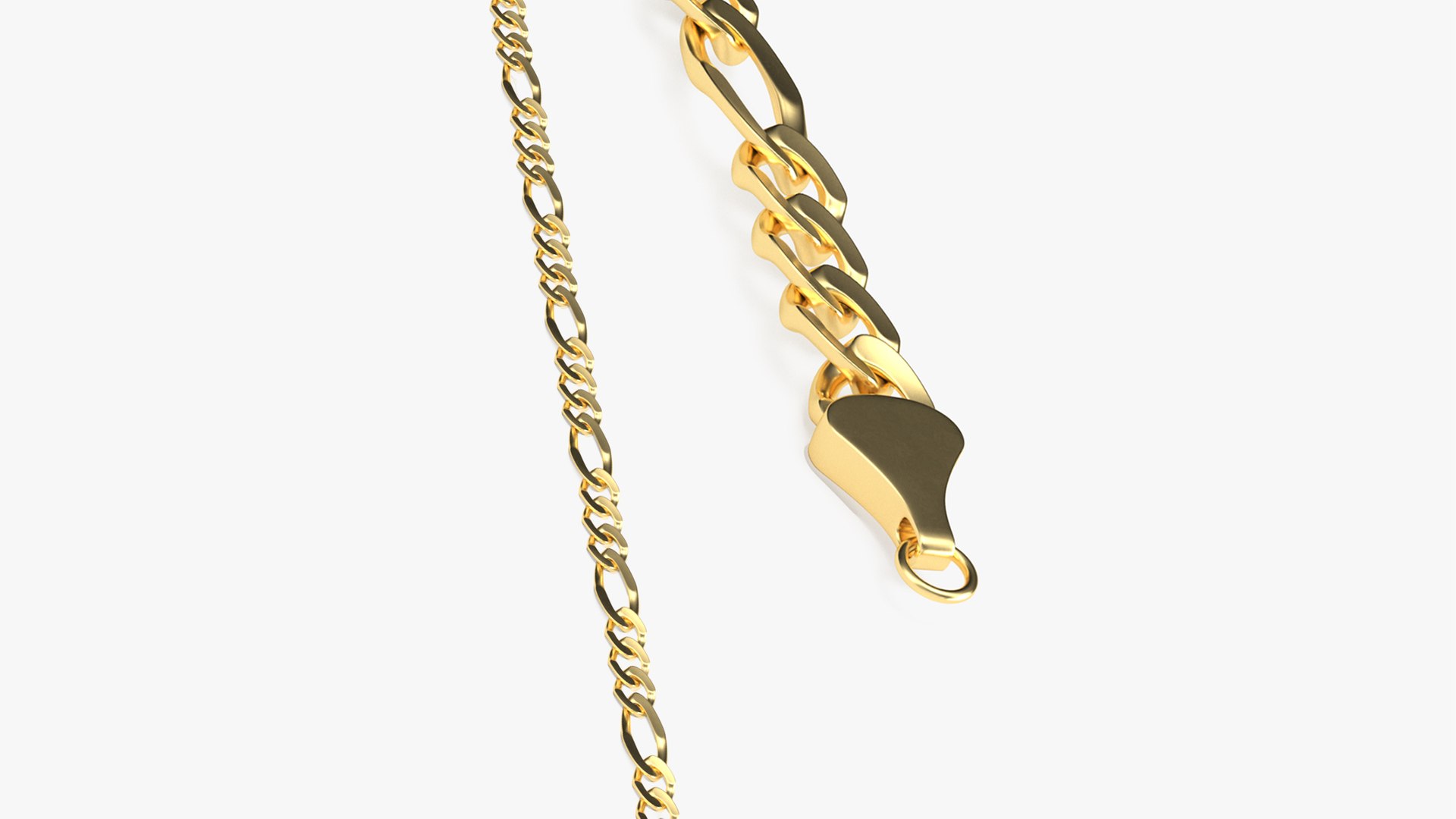 Figaro Jewelry Chain Gold 3D model preview