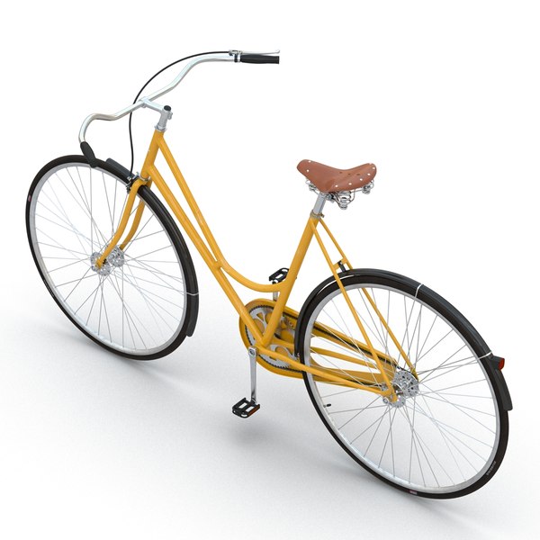 3d city bike yellow rigged