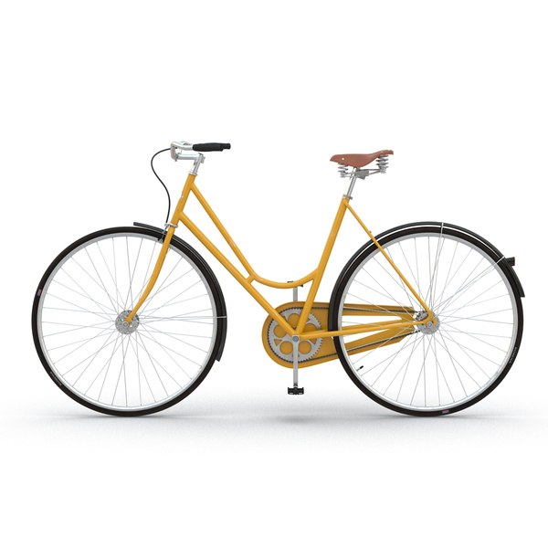 3d city bike yellow rigged