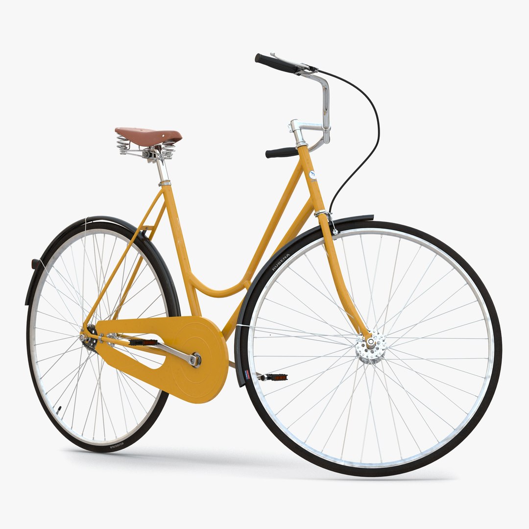 City Bike Yellow Rigged 3D model preview