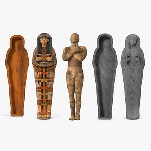 Mummy with Egyptian Sarcophagus Collection 3D