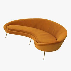 vintage style curved sofa 3D model