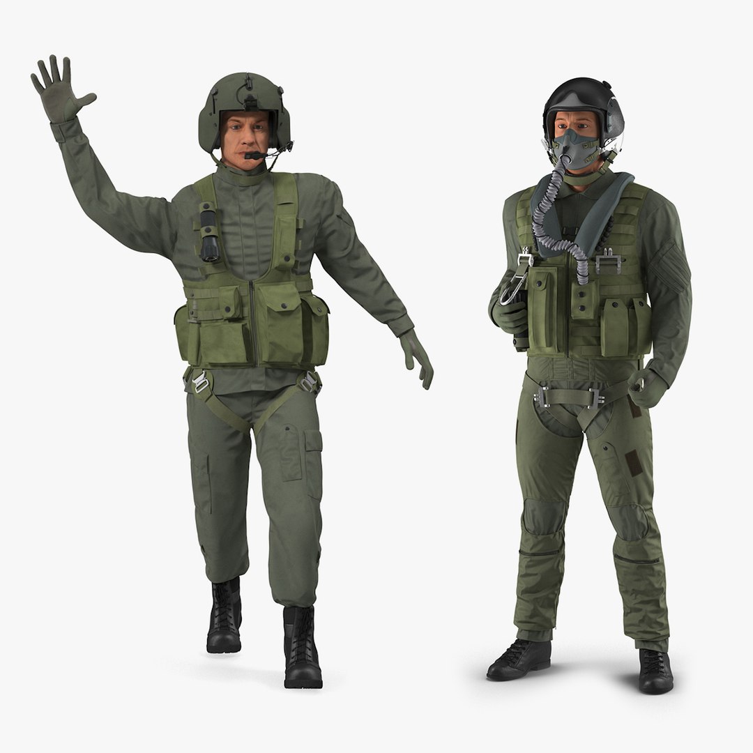 US Military Pilots Rigged Collection 3D model preview