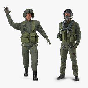 3D military pilots rigged