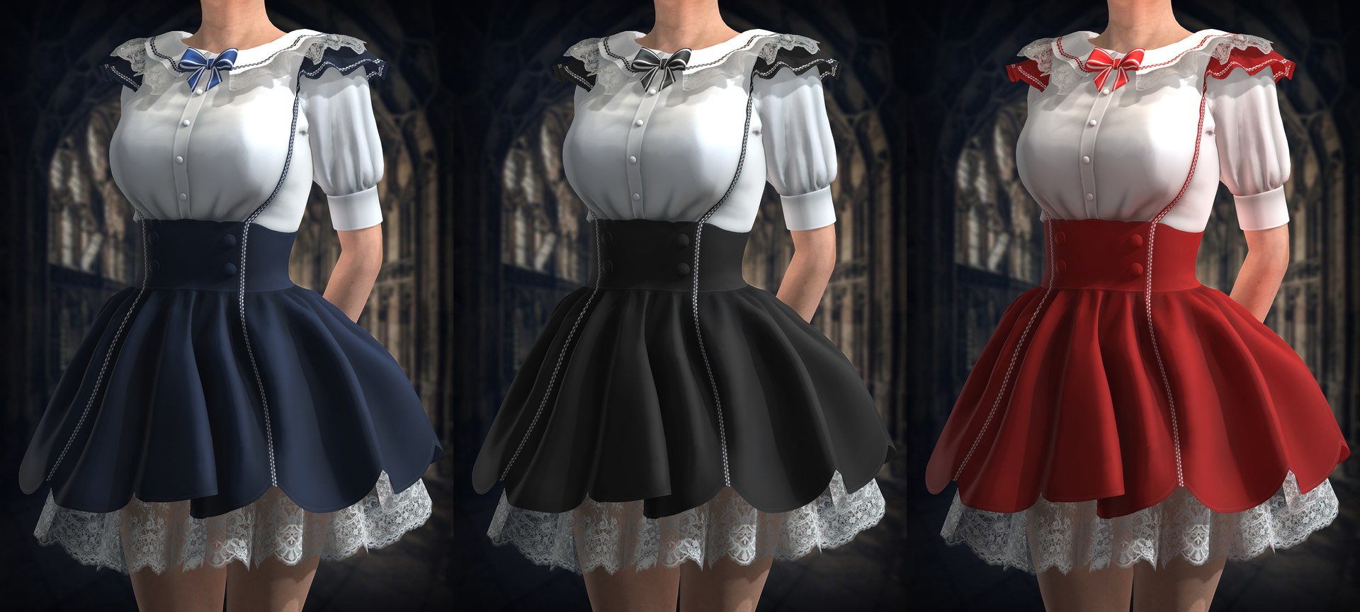 Gothic-loli dress - 3 colors 3D model https://p.turbosquid.com/ts-thumb/Xn/pNgMik/QD/00_main_01/png/1623483442/1920x1080/fit_q87/bd30504fb5bc340c1205e9c81e2bb3081366d08f/00_main_01.jpg