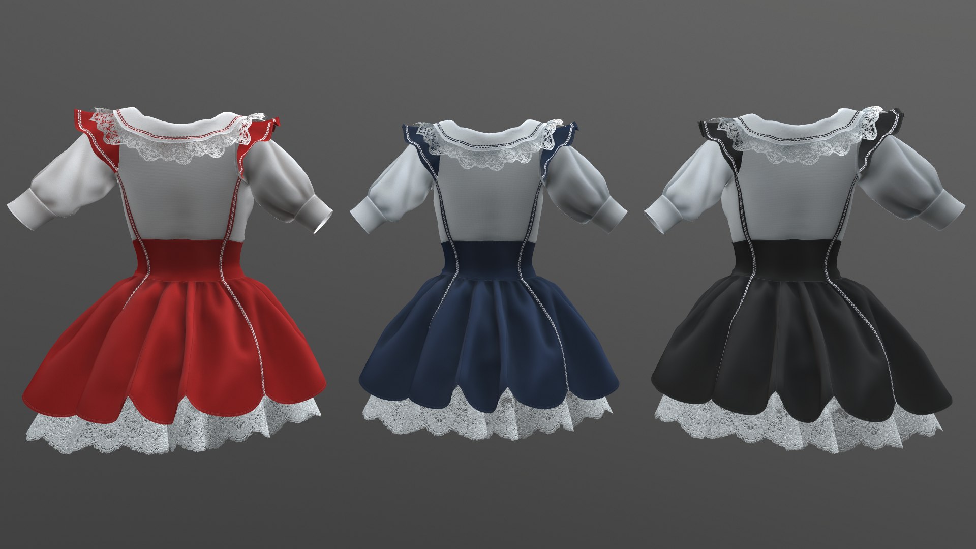 Gothic-loli dress - 3 colors 3D model - TurboSquid 1744894