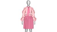 Girls Long Sleeve Ruffle Top With Pleated Skirt - Outfit