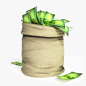 3D cartoon money bag model