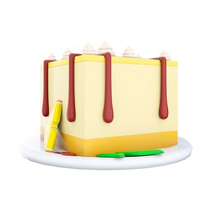 3d  lemon cheesecake icon model