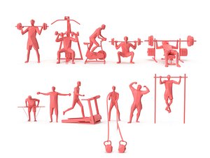 Low Poly Posed People Pack - 21 - Gym and Fitness