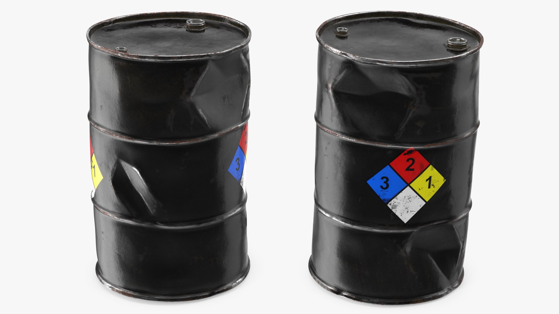 Rusty Chemical Barrel NFPA 704 3D model preview