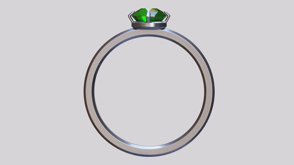 3D Emerald Silver Ring model