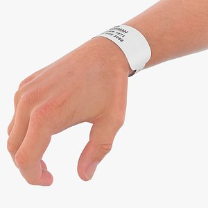 Medical ID Wristband on Hand With Patient Info 3D model