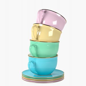 Set of colored cups model