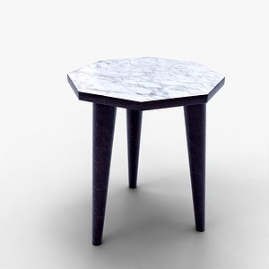 Marble Top Wooden Stool 3D Model Small Furniture Asse