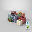 3D real gift boxes ribbon model
