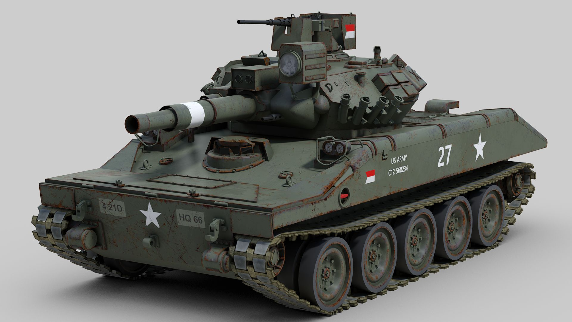 sheridan tank m551 3d model