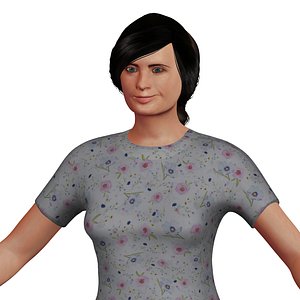 3D model adult caucasian woman rigged