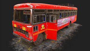 3D model Indian ST bus V1 Red black used