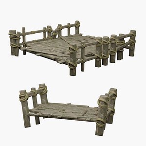 3D Old Wooden Bridge model