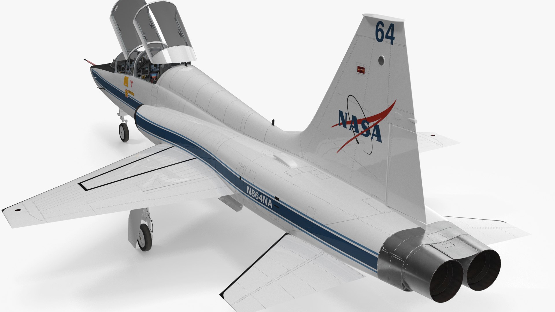 NASA Trainer Jet Aircraft T-38 White Rigged for Maya 3D model preview