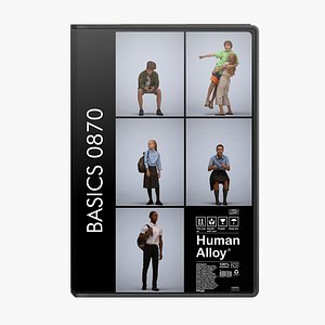 Basics0870 - A set containing 5 models of male and female teens in sitting and standing poses 3D model