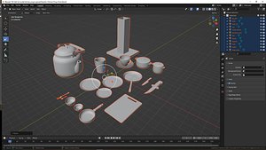 Realistic Kitchen Props Pack PBR Cookware  Tableware Set 3D model