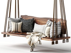 3D Wooden Hanging Swing Sofa 3D Model