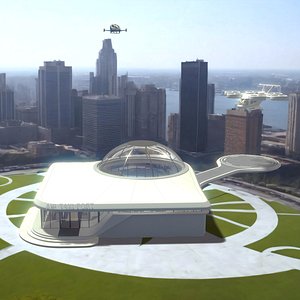 3D model Urban Air Port with Passenger Aircraft