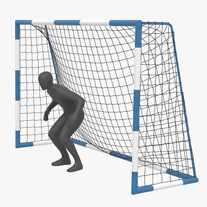 Soccer goal for mini-soccer with  goalkeeper mannequin