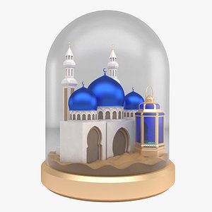 Mosque With Lantern in Desert Sphere 3D model